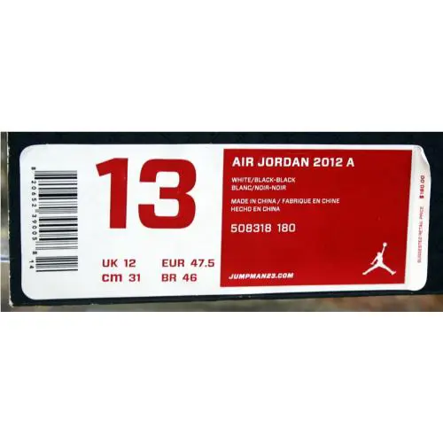 Nike shoes - Nike Air Jordan 2012 A - 508318-180 - White/black/black (UPC: 820652390058) 12