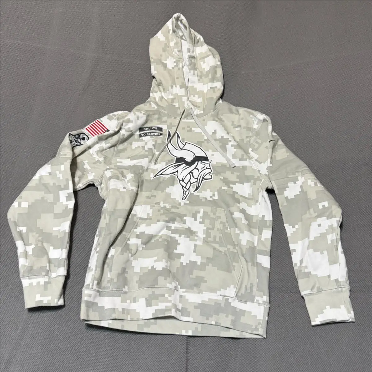 Nike Mens Salute To Service Hoodie Size L Grey White Camo Minnesota Vikings