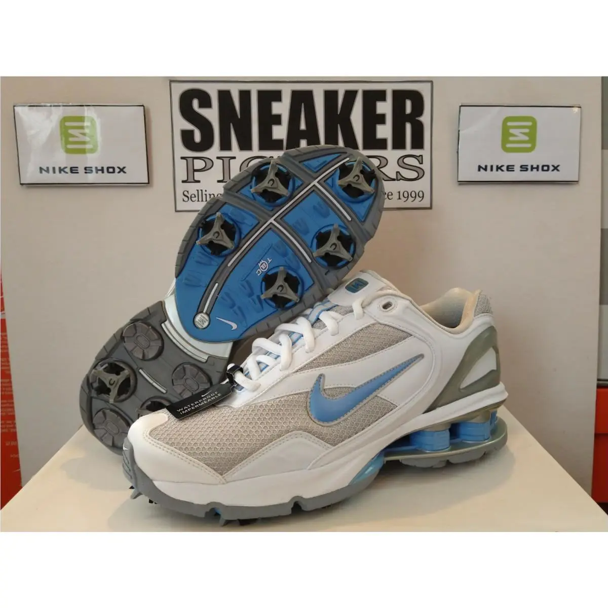 Nike shoes - Nike Shox Golf - Shox Golf - 312392 141 - White / University Blue - Grey (UPC: 659658064430) 0