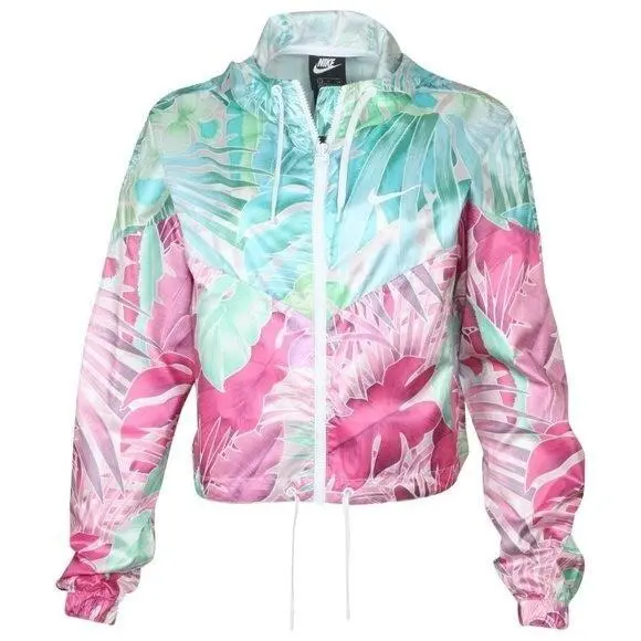 Nike Sportswear Women Size S Woven Floral Windrunner Crop Hoodie Jacket