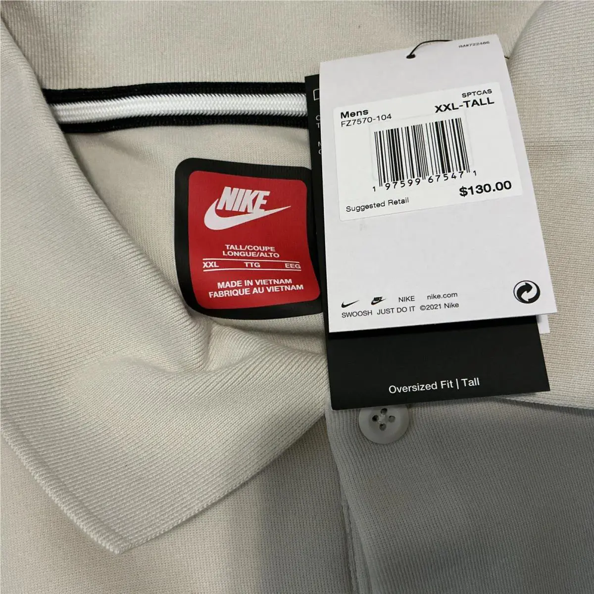Nike clothing - Nike Tech Fleece Reimagined Long Sleeve Polo - FZ7570104 - Beige (UPC: 0197599675471) 0
