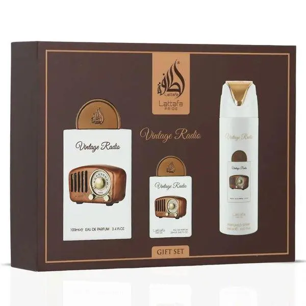 Lattafa Unisex Pride Vintage Radio 3pcs Edp Gift Set Fragrances 6290362346593