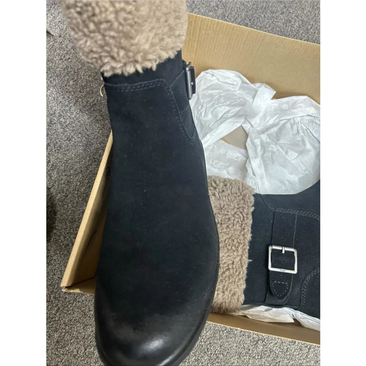 UGG shoes - Harrison Cuff Boot Waterproof Suede UGGplush - 1120773 - Black, Manufacturer: Black (UPC: 195719699802) 3