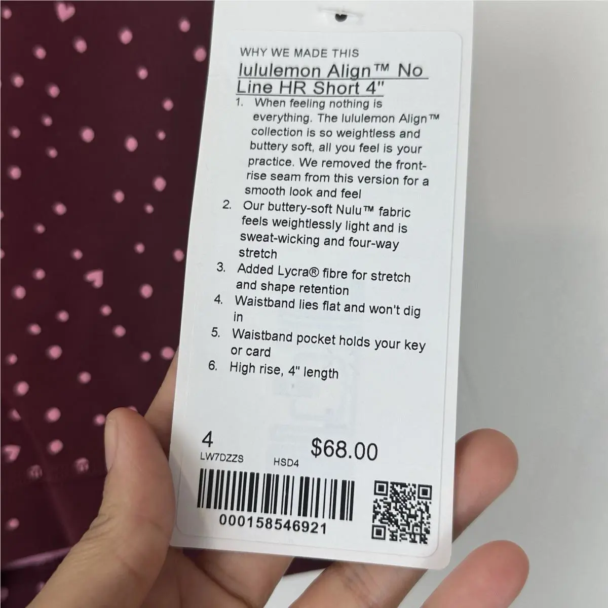 Lululemon clothing - heart scatter dot print Burgundy Pink 2