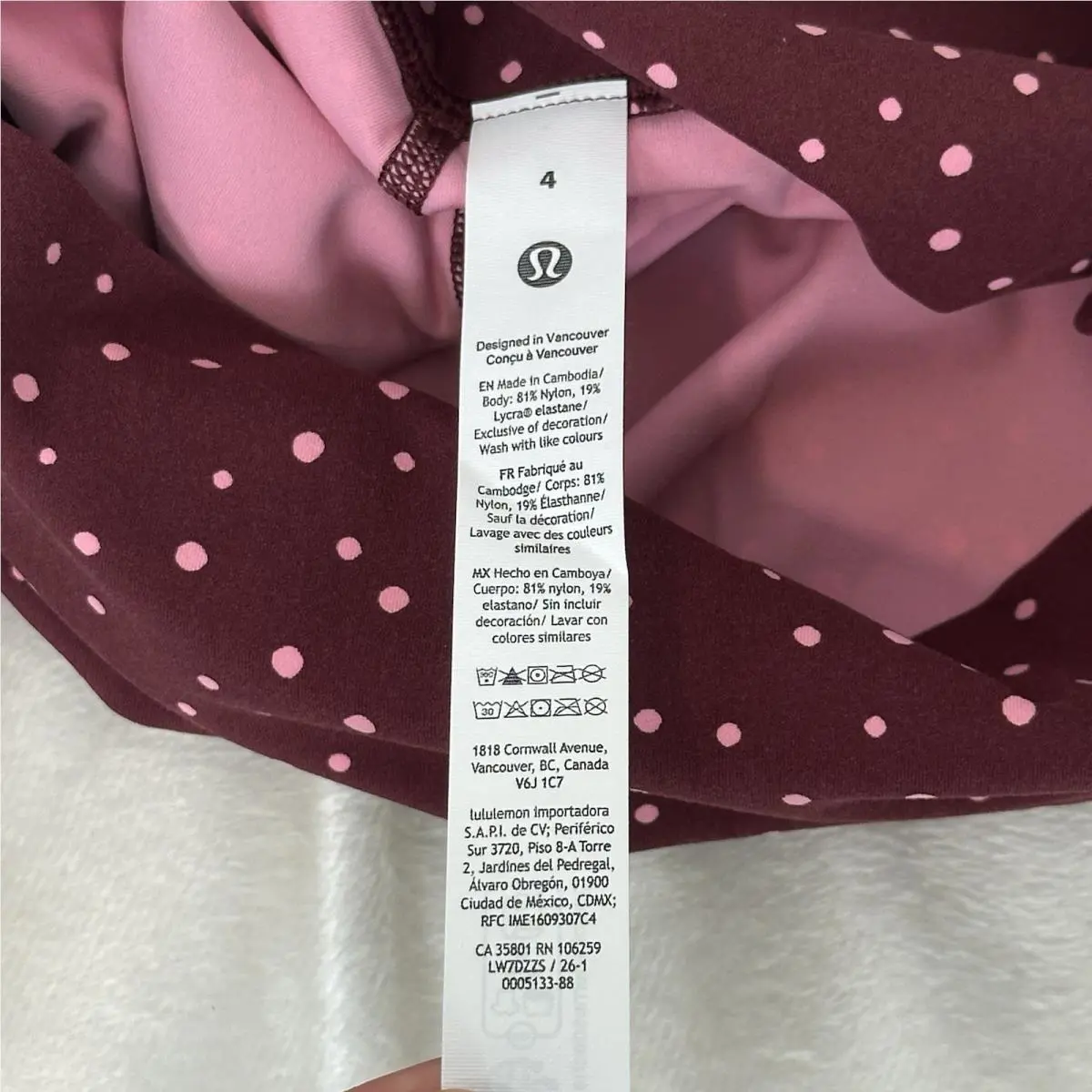 Lululemon clothing - heart scatter dot print Burgundy Pink 5