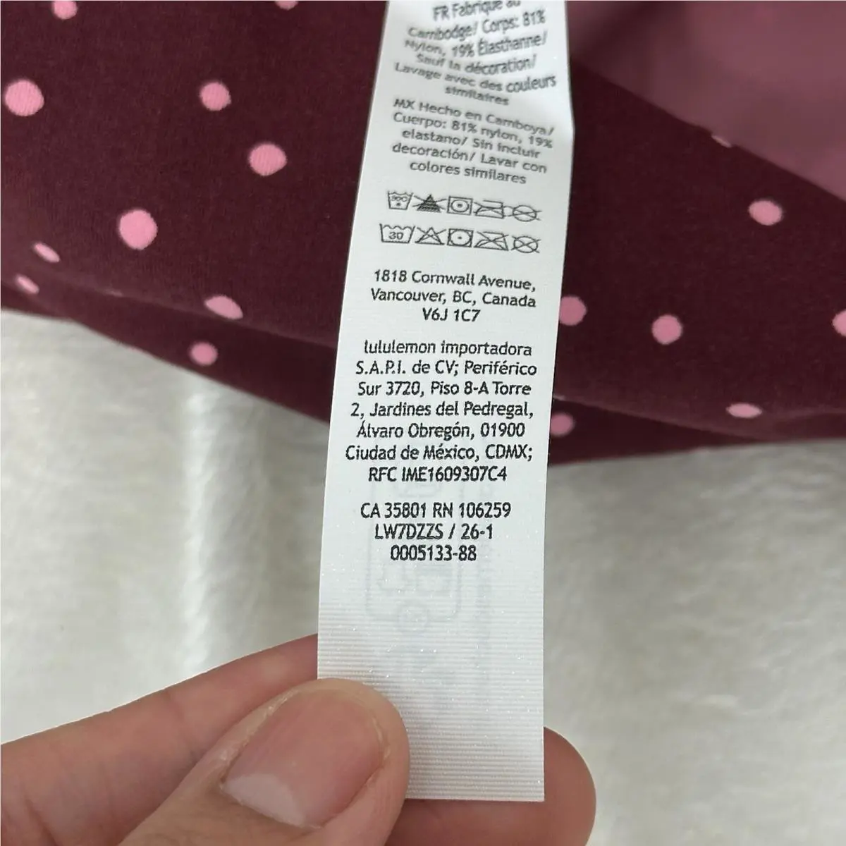 Lululemon clothing - heart scatter dot print Burgundy Pink 6