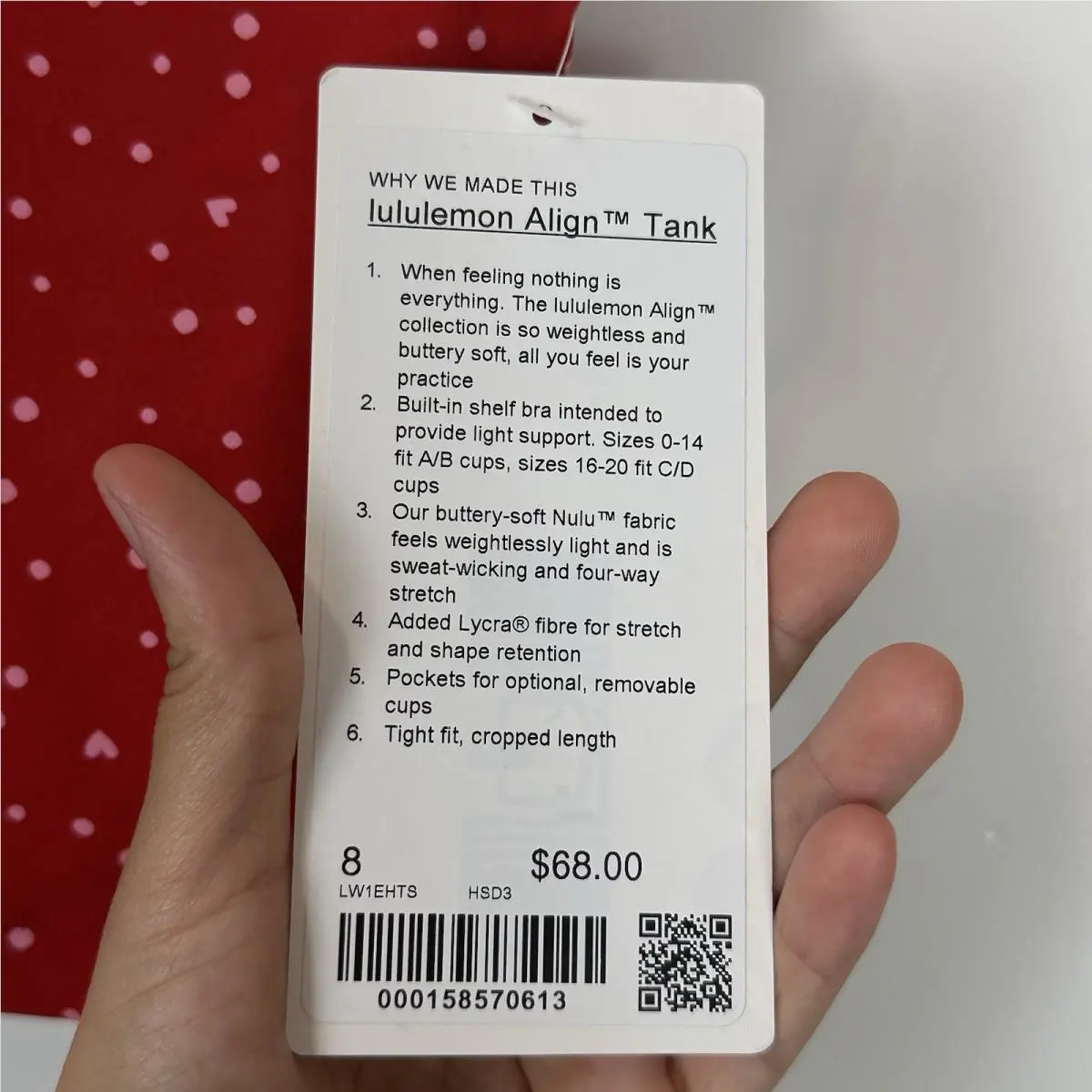 Lululemon clothing - LULULEMON Align - Align - Heart Scatter Dot Oxford red Candy Cloud 2