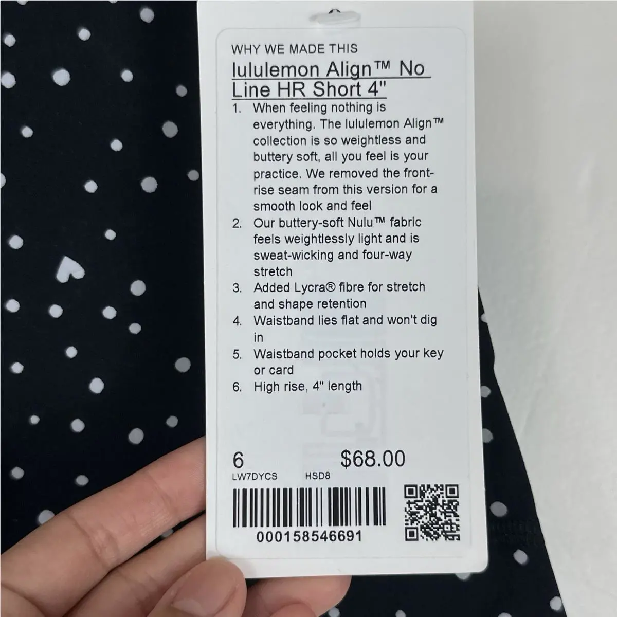 Lululemon clothing - Lululemon Align - Align - heart scatter dot print white black 4