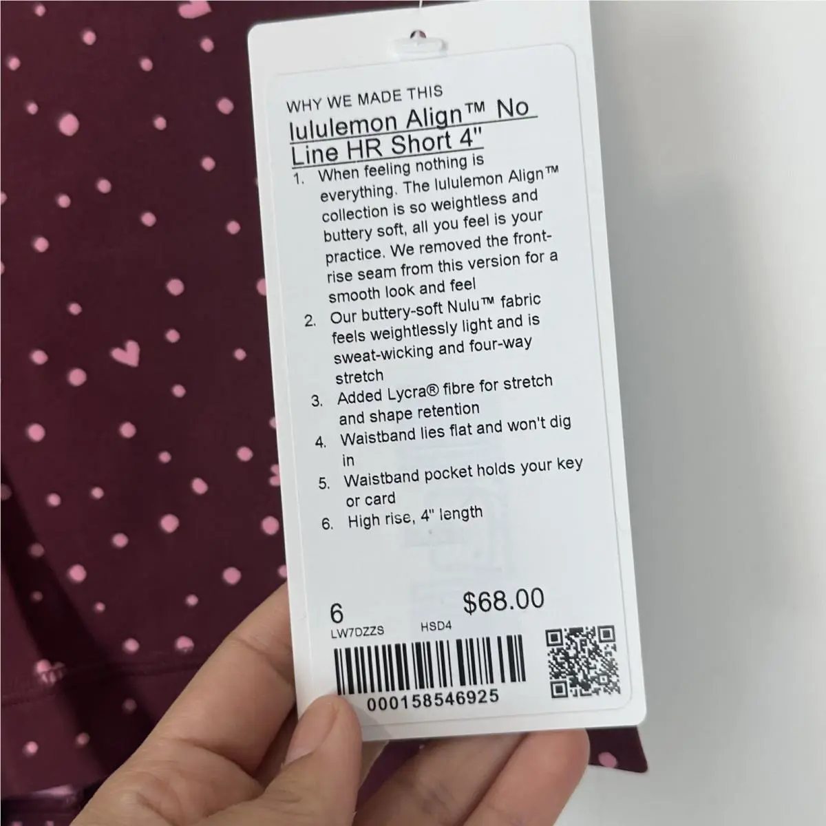 Lululemon clothing - heart scatter dot print Burgundy Pink 3