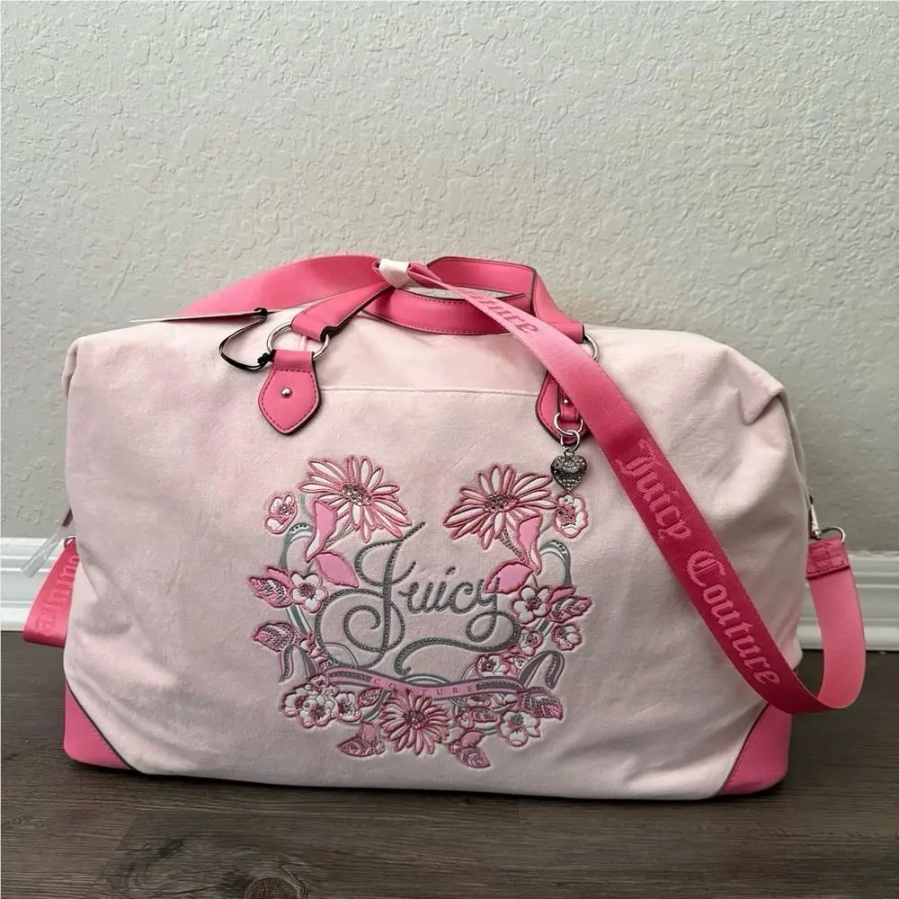 Juicy Couture Juicy In Bloom Weekender Bag in Liquorice Y2K 2000s Velour