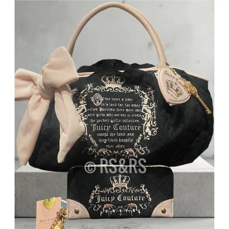 Juicy Couture Juicy Tale Satchel Bowler Bag Wallet Set Black Liquorice