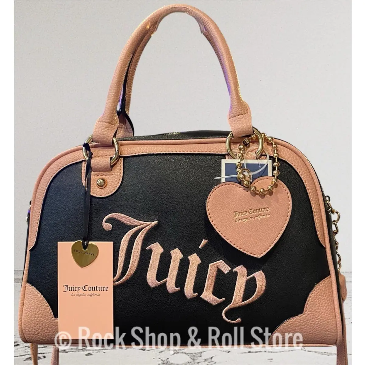 Viral Juicy Couture Urban Heritage Bowler Bag Leather Liquorice W/pink