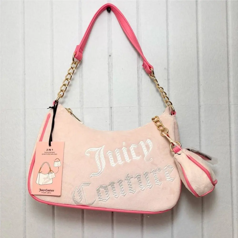 Juicy Couture Powder Blush Pink Better Together Hobo Shoulder Purse+mini Bag