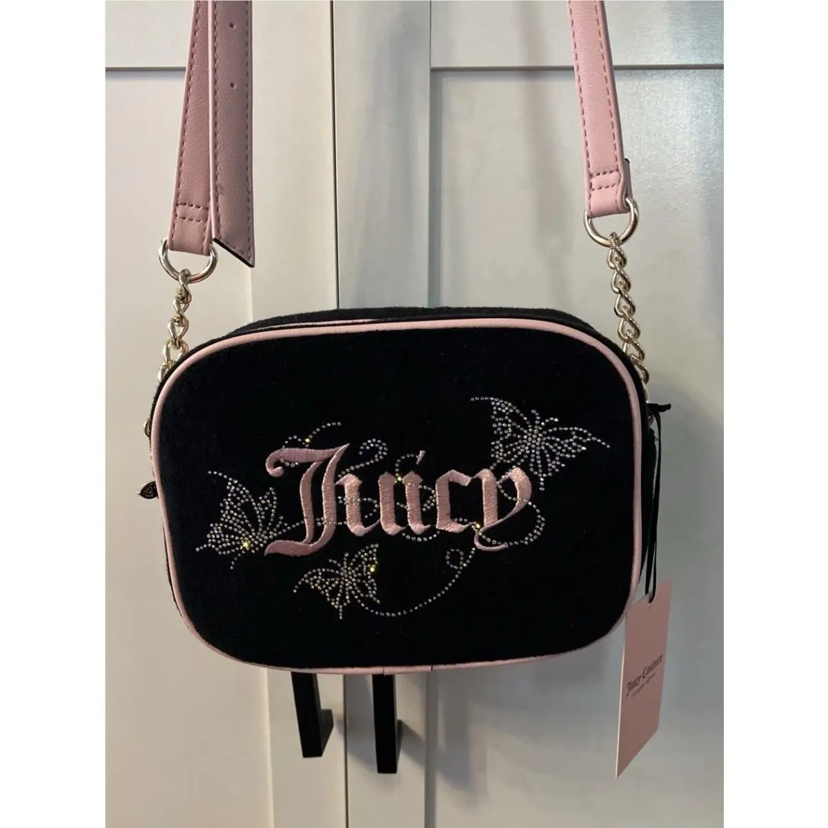 Wingin It Crossbody Purse Bag Bling Butterfly Liquorice Black by Juicy Couture