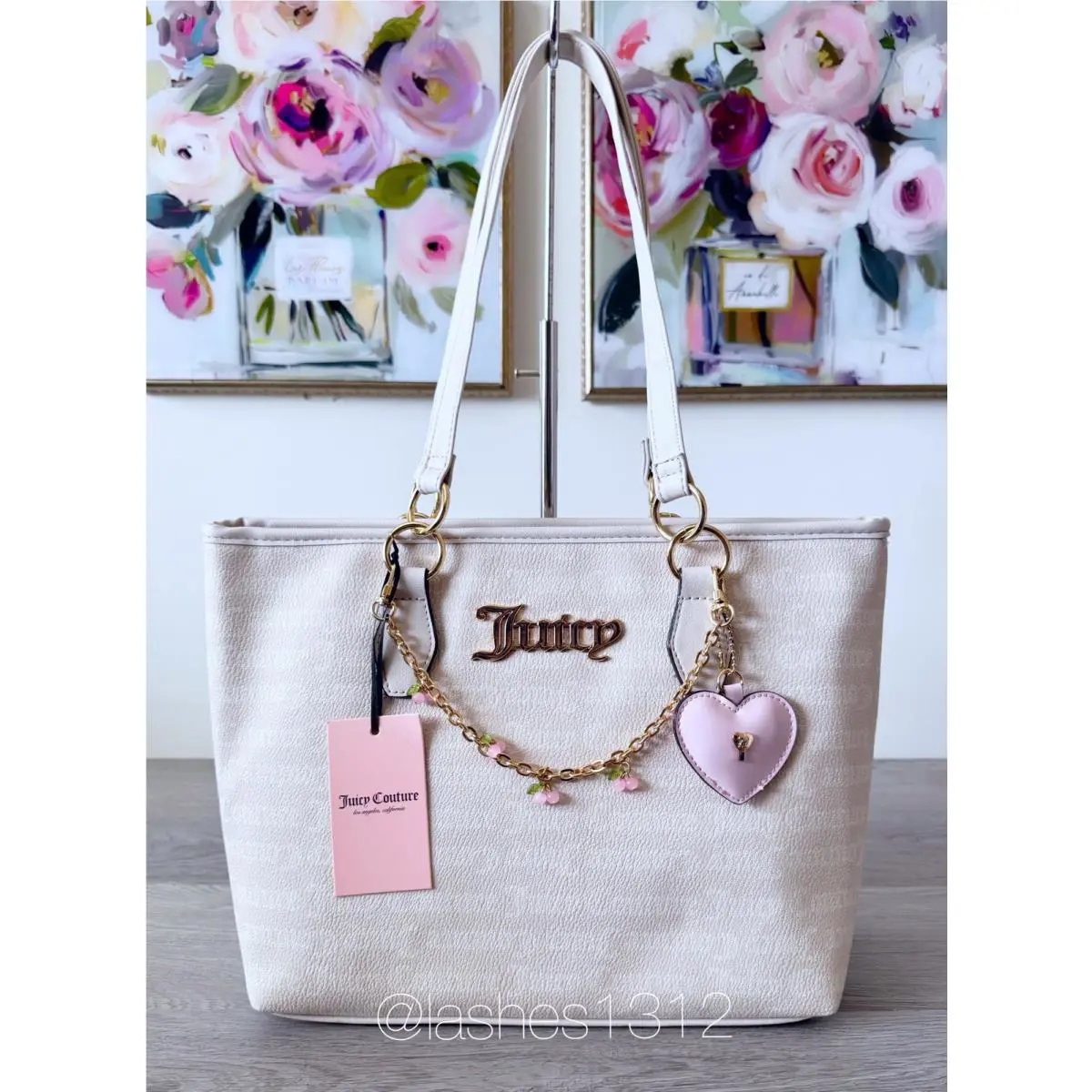 Juicy Couture Purse I Heart Juicy Medium Tote Bag - Cream