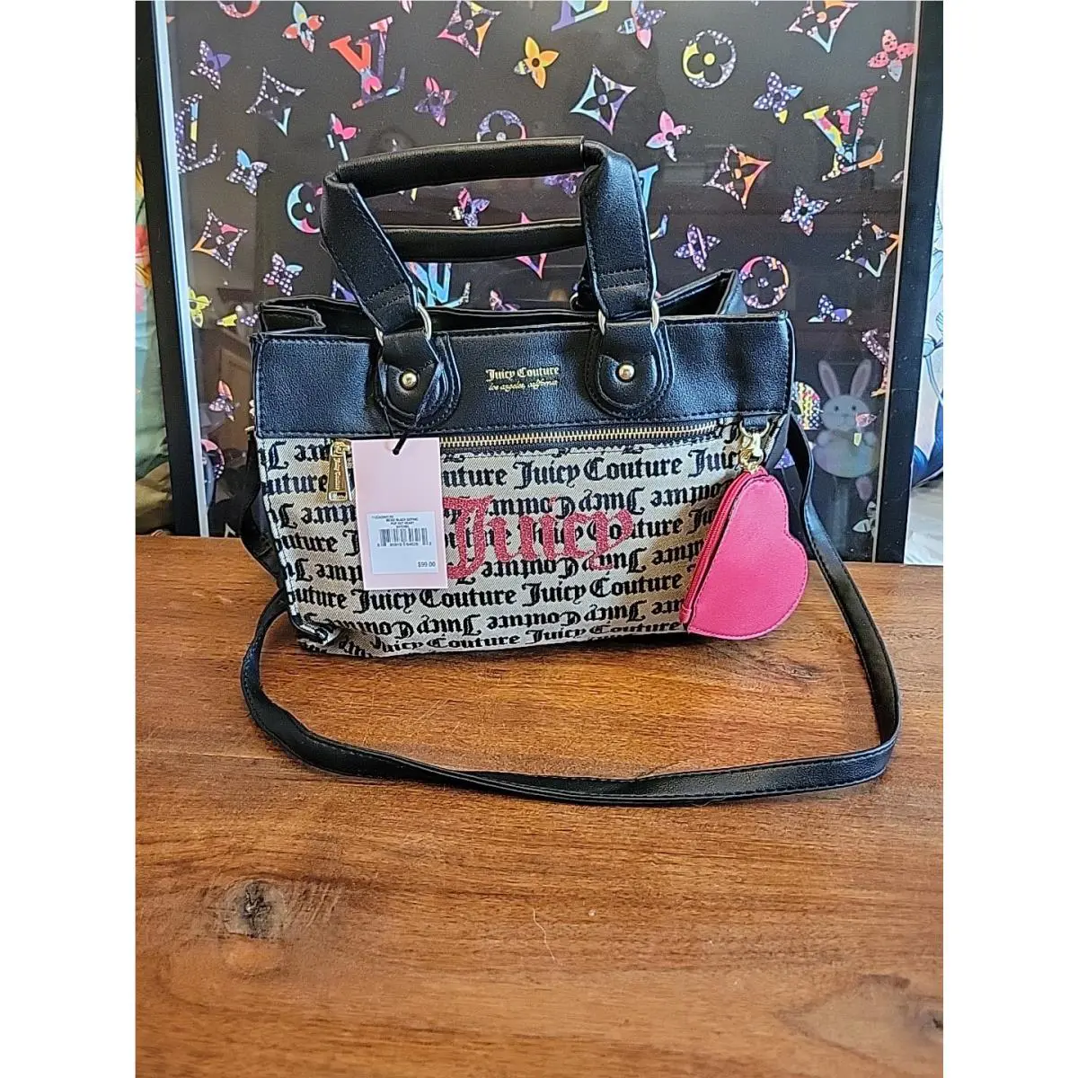 Juicy Couture Gothic Pop Out Heart Satchel Purse Bag Valentines