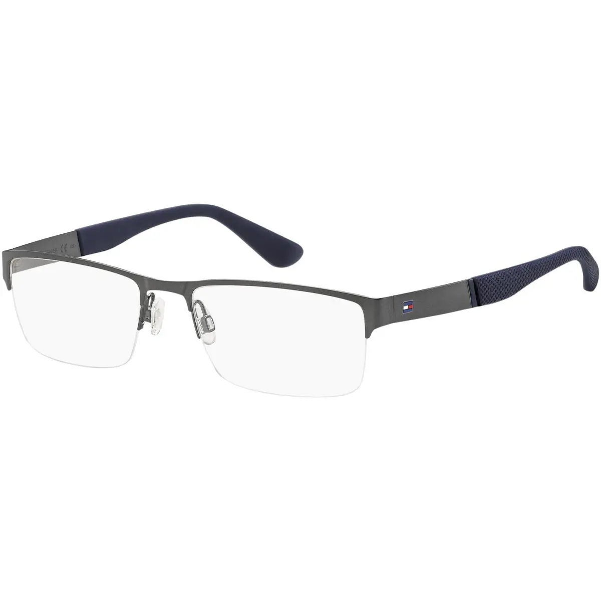 Tommy Hilfiger Men`s Stainless Steel Half-rim Rectangle Eyeglass Frame TH1524