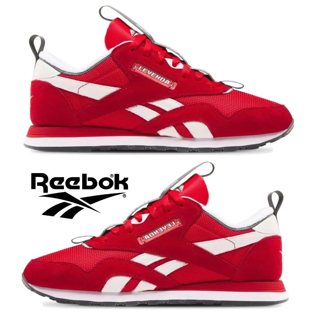 Reebok CL Nylon Men`s Shoes Casual Running Athletic Comfort Training Sneakers - Red, Manufacturer: Red/Red/White