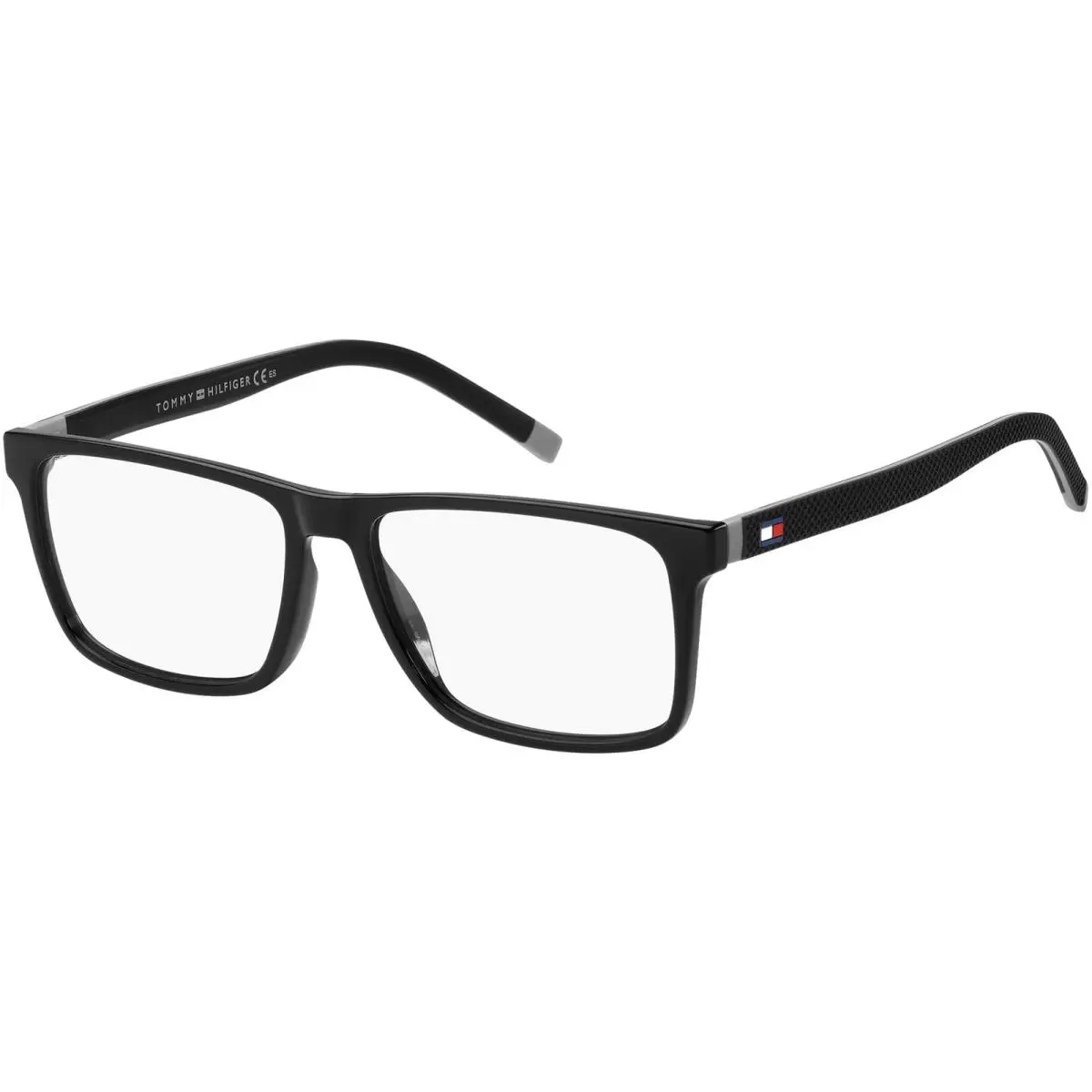Tommy Hilfiger Men`s Black Grey Square Eyeglass Frames - TH1948 008A 55