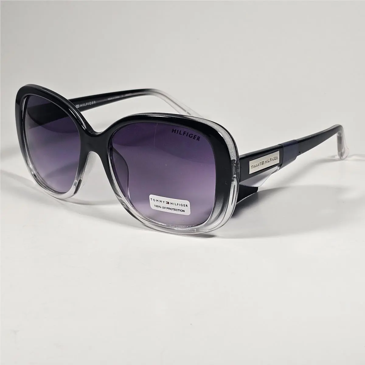 Tommy Hilfiger WP OL664 Oversize Oval Sunglasses Black Crystal Smoke Gradient