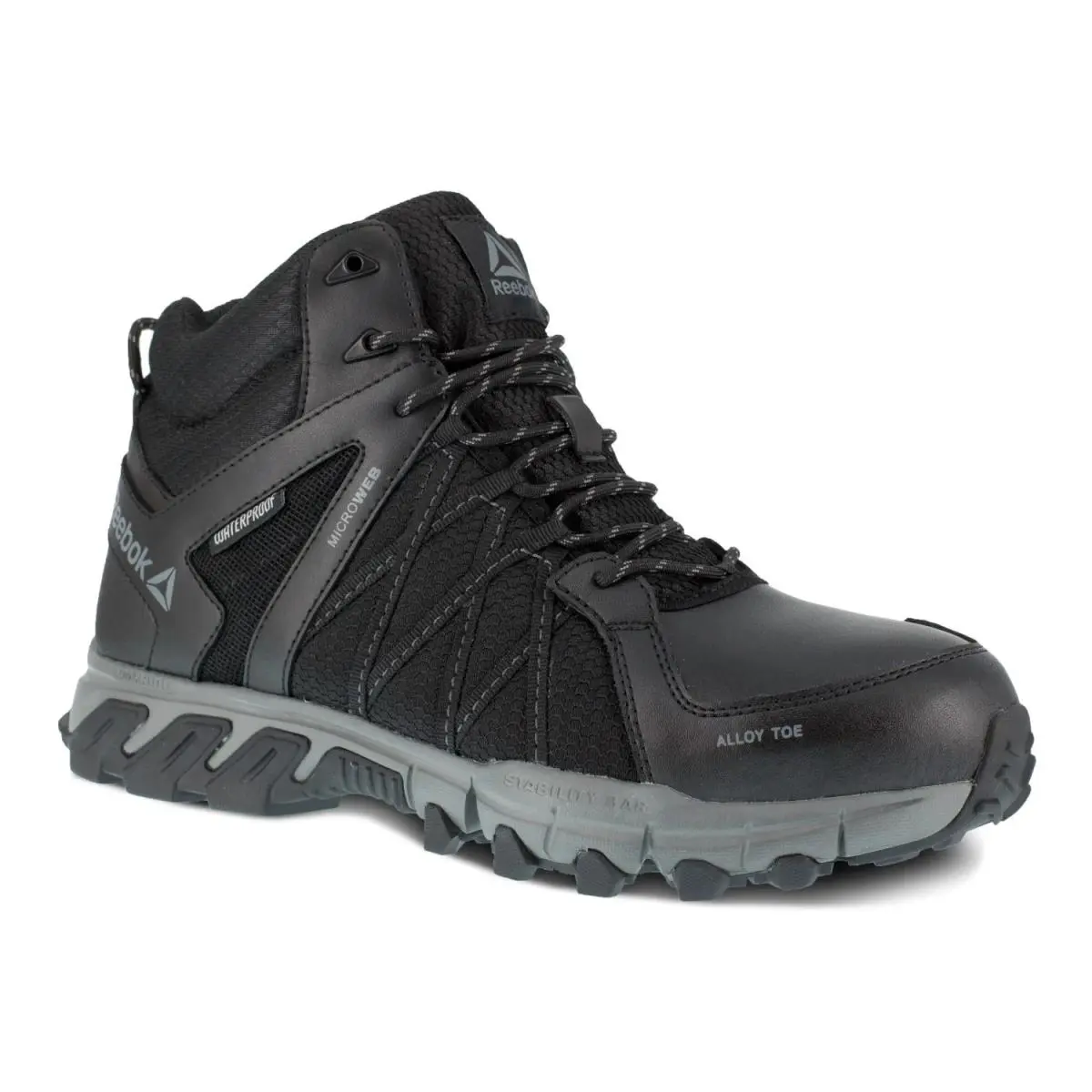 Reebok Work Men`s Trailgrip Work 6 Alloy Toe Waterpr Black and Grey - 15 Wide