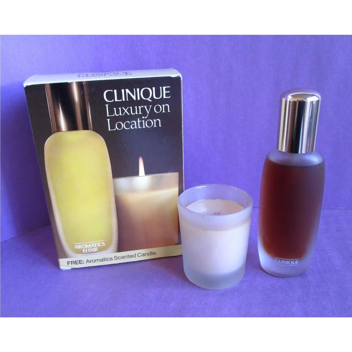 Clinique Luxury on Location Set Aromatics Elixir Perfume Spray 1.5 oz Candle