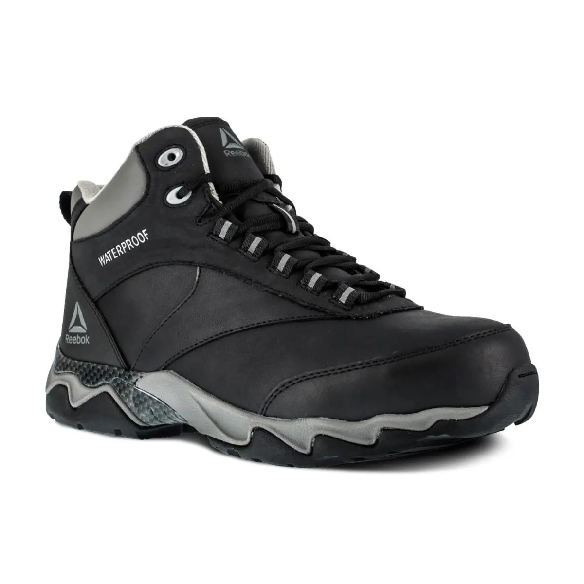Reebok Work Beamer Comp Toe Eh Work Boot Black with Grey Trim - 8 Medium