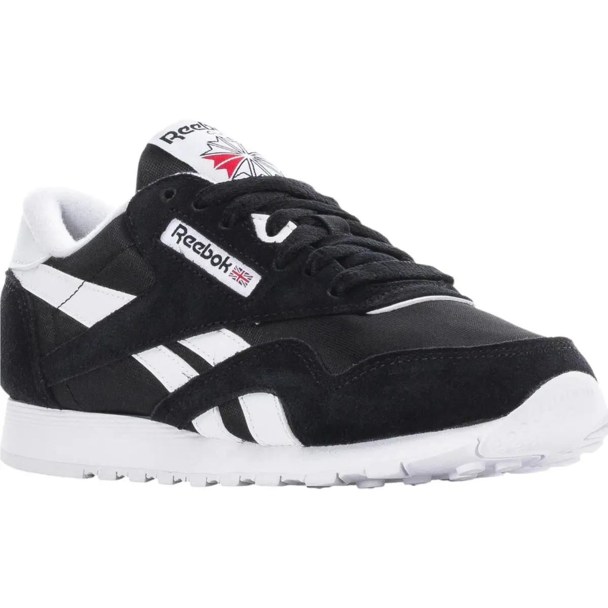 Reebok Classic Nylon Suede Running Shoes Black White Women`s Size 9 Sneakers - Black