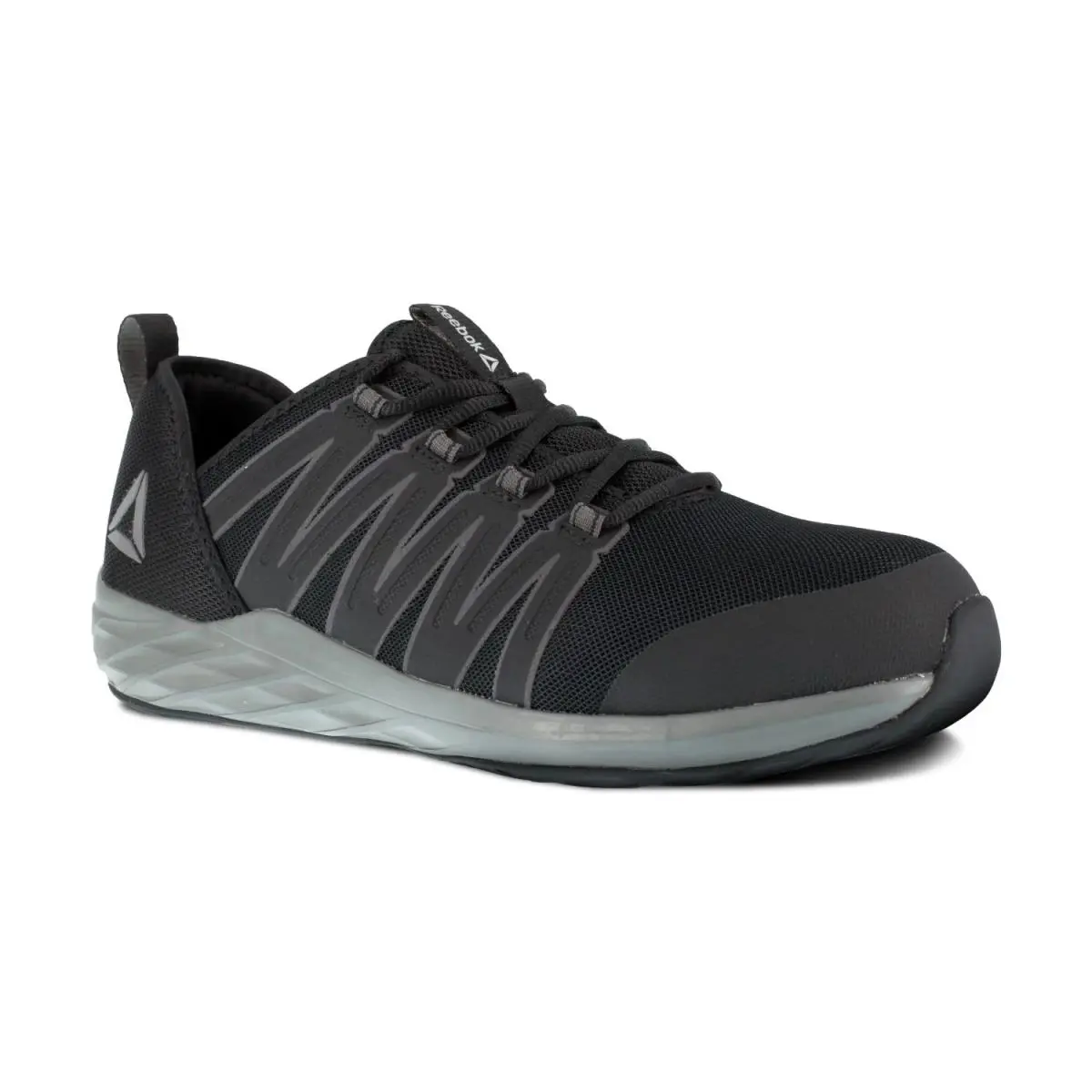 Reebok Work Women`s Astroride Steel Toe Eh At Black and Dark Grey - 8.5 Medium - Black, Grey