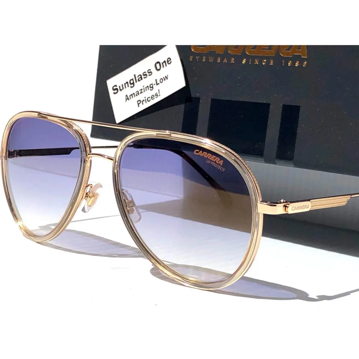 Carrera Gold Gradient Champagne Blue Fade Lens Sunglass 1044/S HAM1V