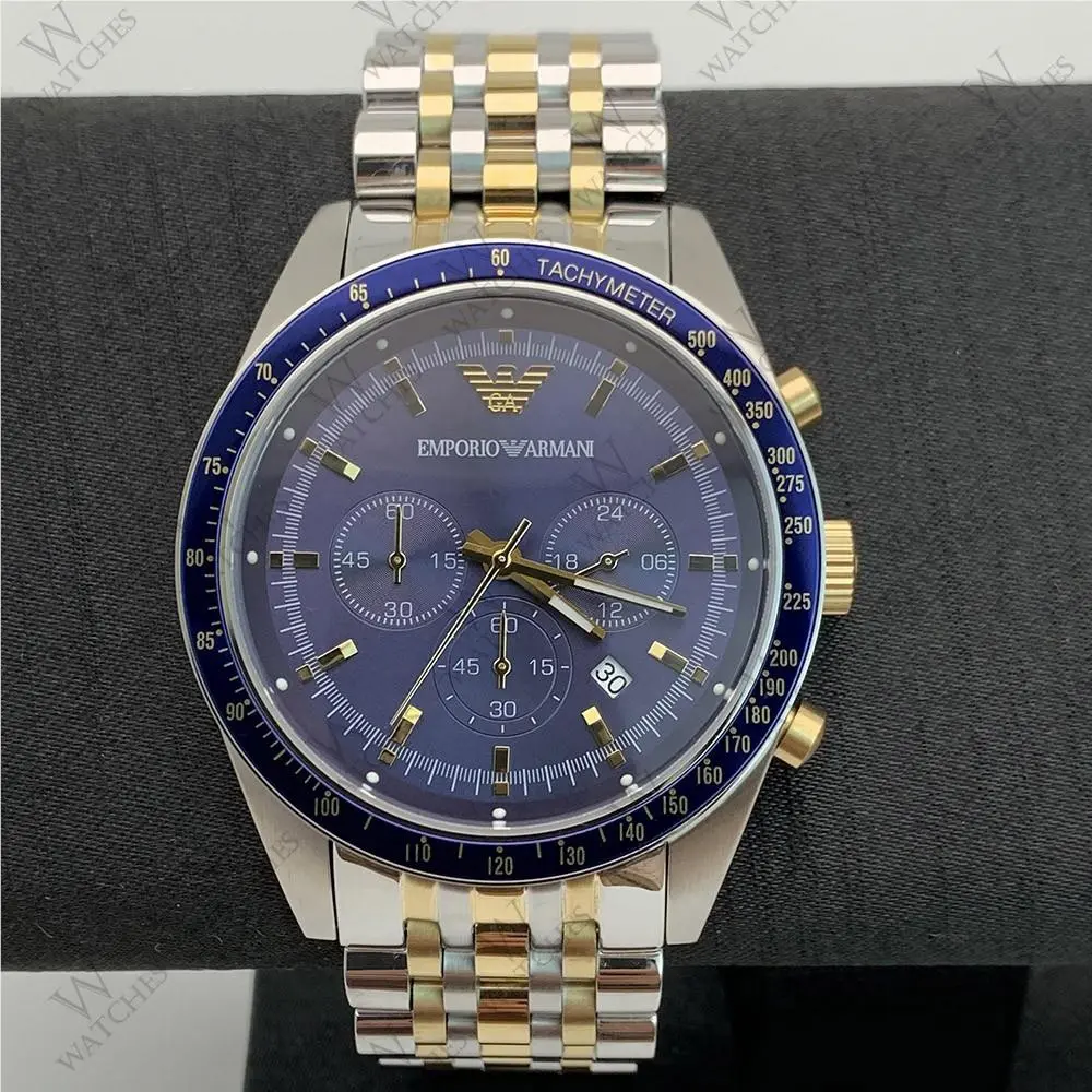 AR6088 Tazio Two Tone Bracelet Chronograph Analog Men`s Watch by Emporio Armani
