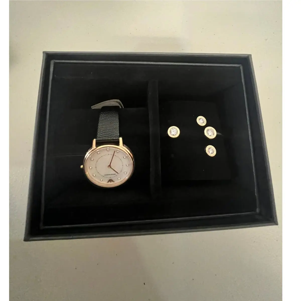 Emporio Armani AR80011 Two-hand Black Leather Watch