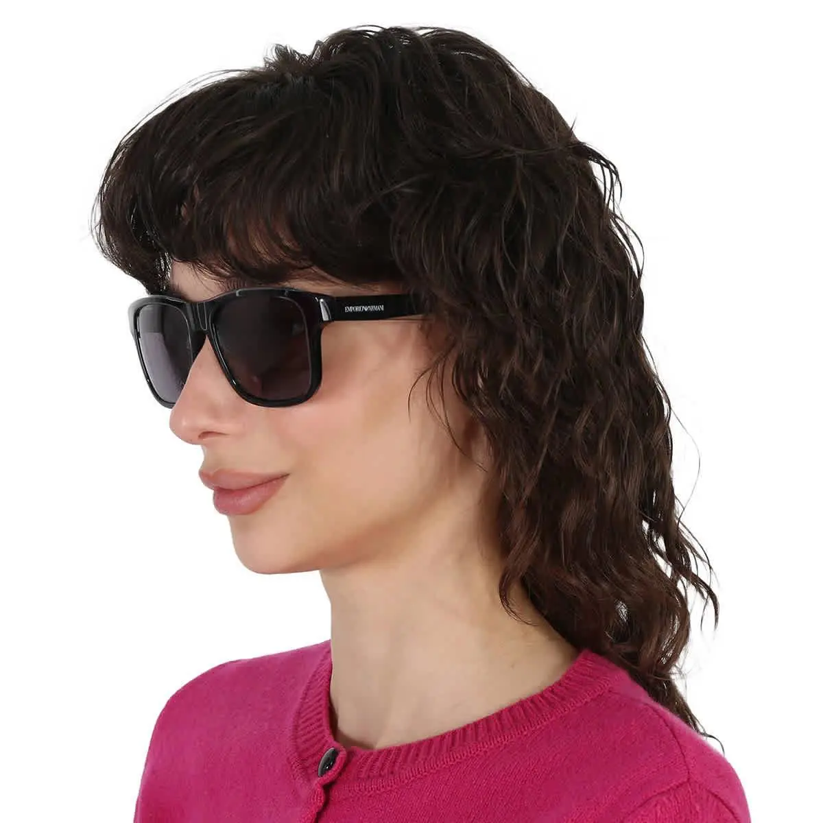 Emporio Armani Polarized Dark Grey Square Men`s Sunglasses EA4208 605187 56