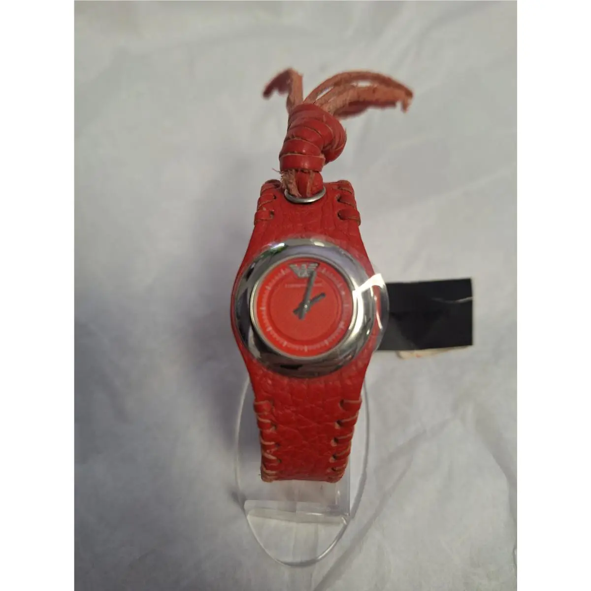 Emporio Armani Women`s AR5596 Silver Stainless-steel Quartz Watch Red Band