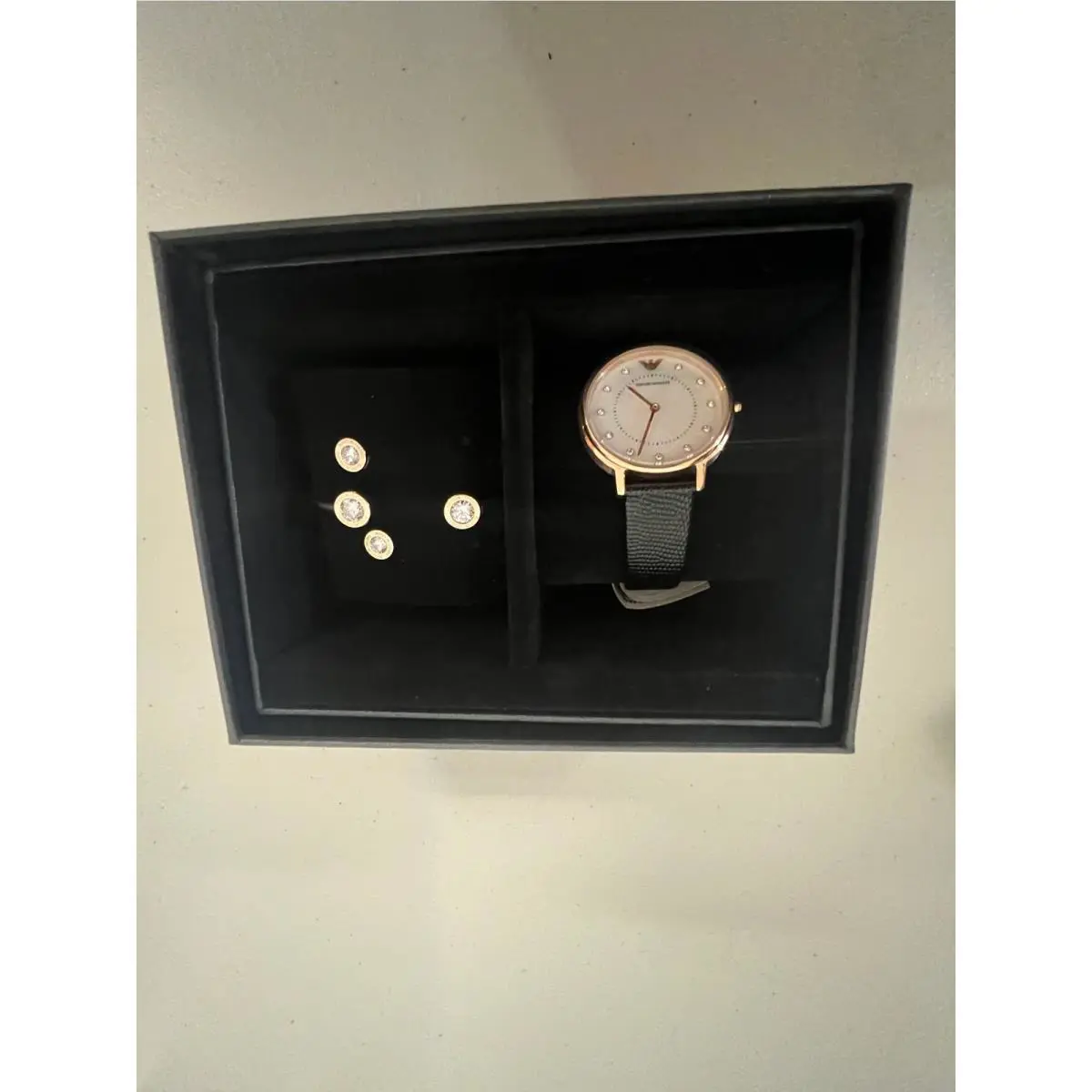 Emporio Armani AR80011 Two-hand Black Leather Watch