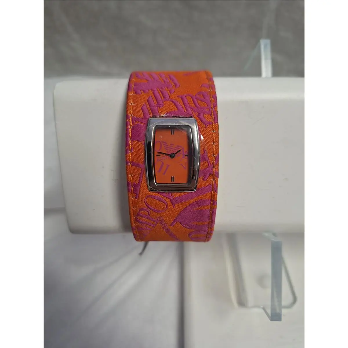 Emporio Armani Women`s AR5548 Silver Stainless-steel Quartz Watch Pink Orange