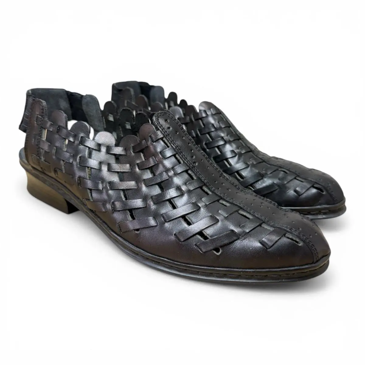 Rieker Woven Sina Sandals Size 40 US 8.5 Antistress Black Slingback Boho Comfort