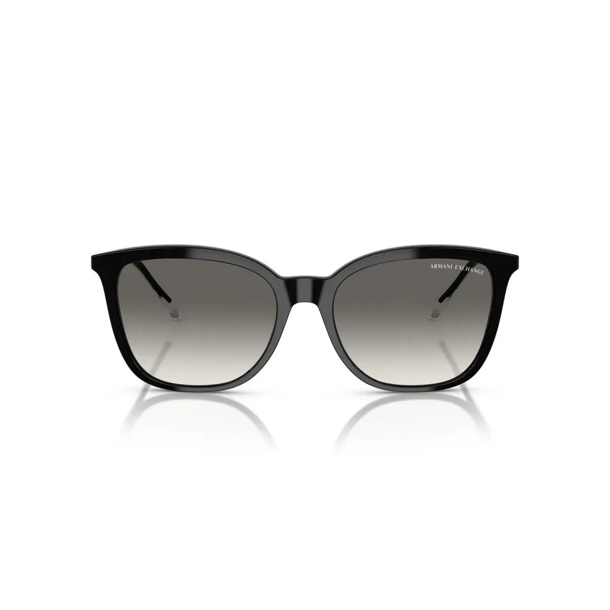 Armani Exchange Woman Sunglasses Shiny Black Frame Grey Gradient Lenses 55MM