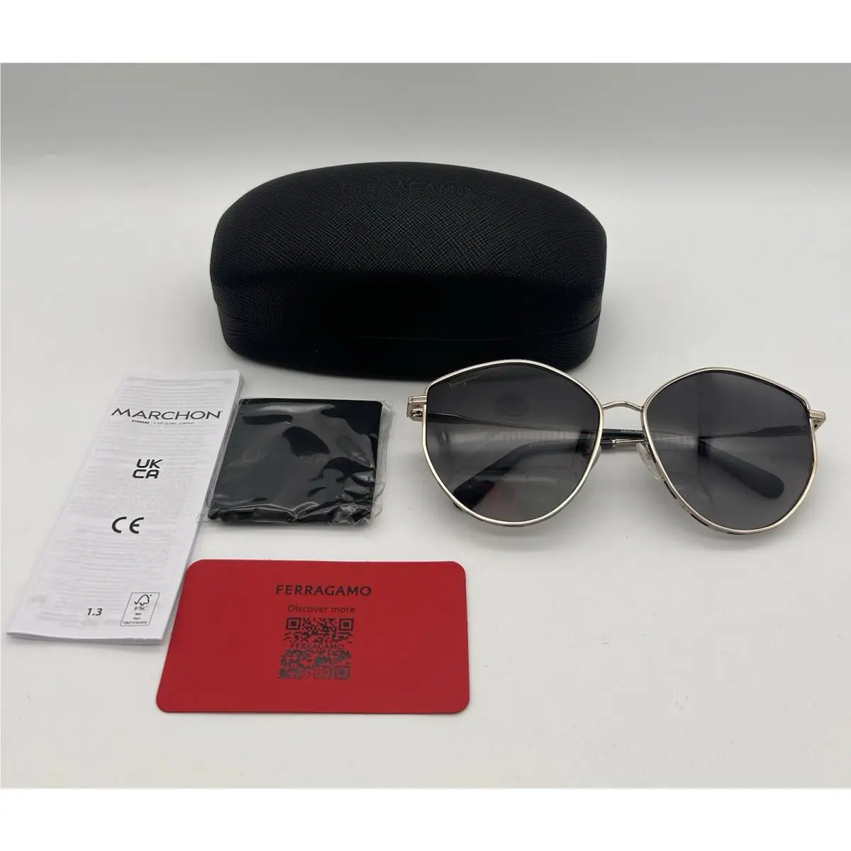 Salvatore Ferragamo Women Sunglasses Silver/ Grey Full Rim Frame SF264S 785