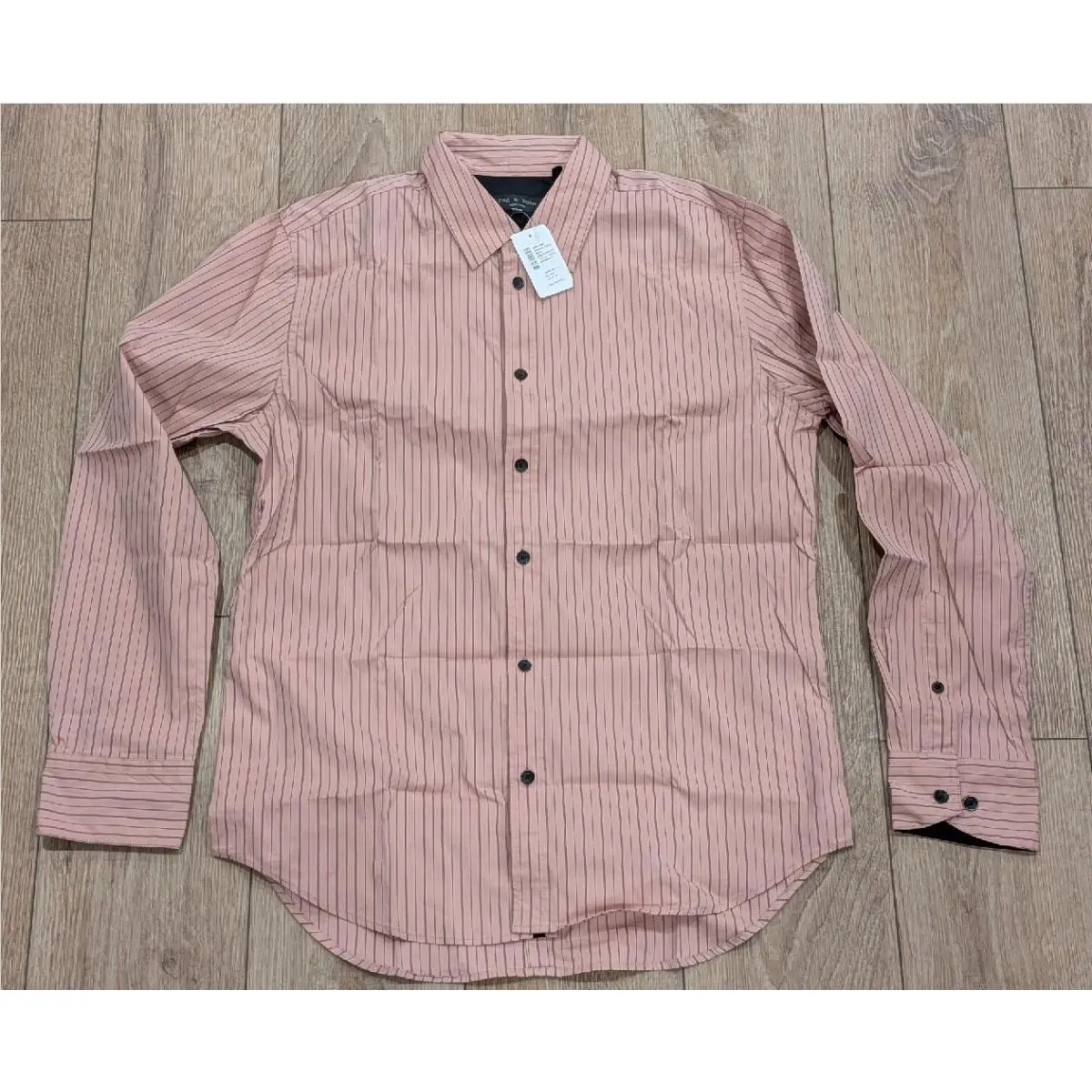 Mens Rag Bone Fit 2 Tomlin Striped Button Up Sport Shirt Mahogany Large