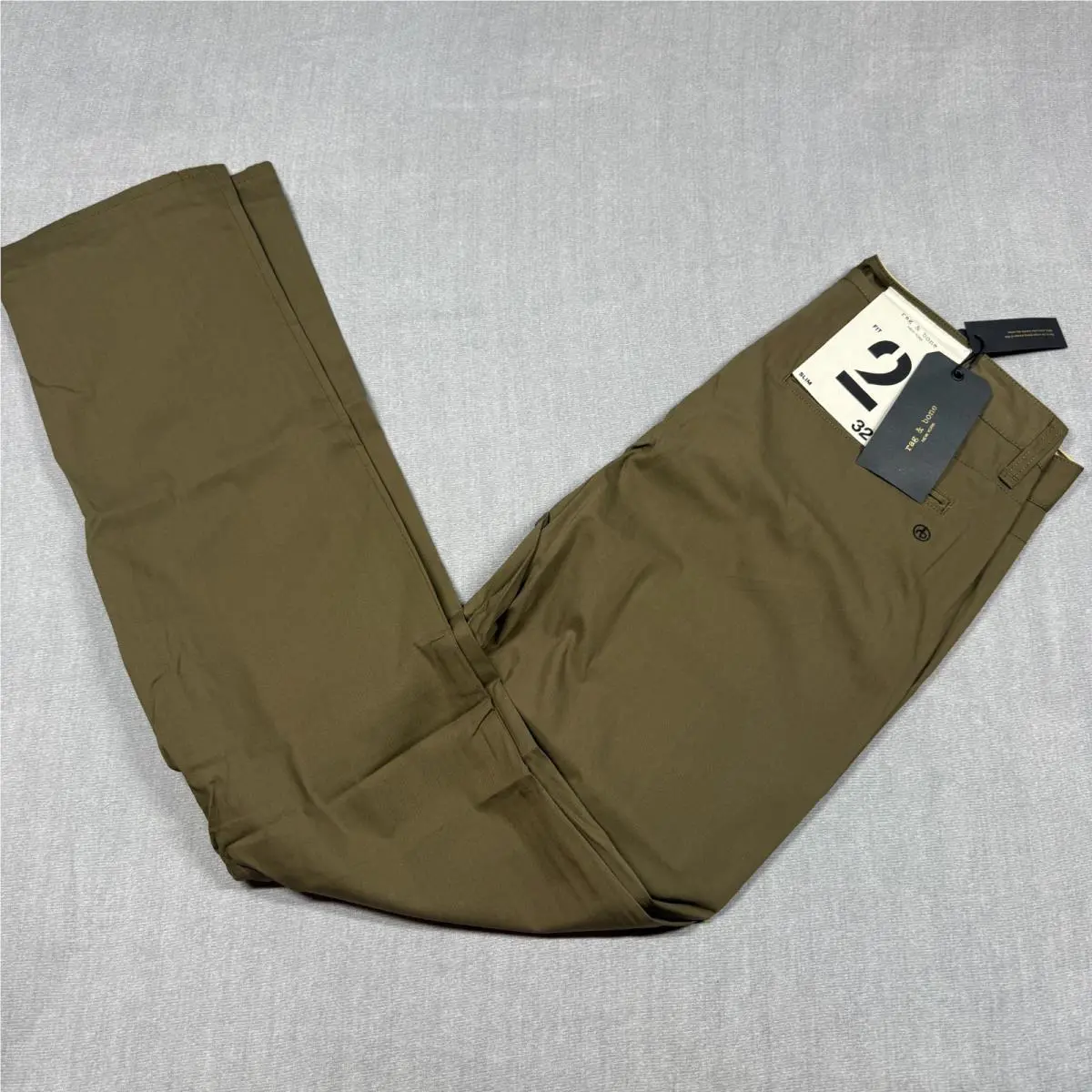 Rag Bone Pants Men`s 32x33 Green Fit 2 Slim Flyweight Chino Military