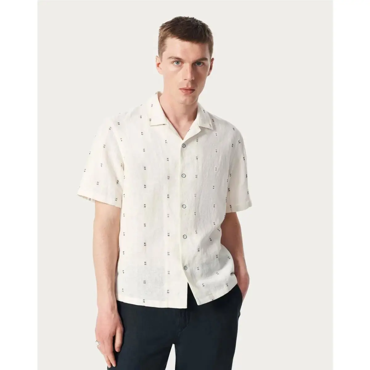 Rag Bone Avery Embroidered Linen Shirt In White Remi Stripe Size: S