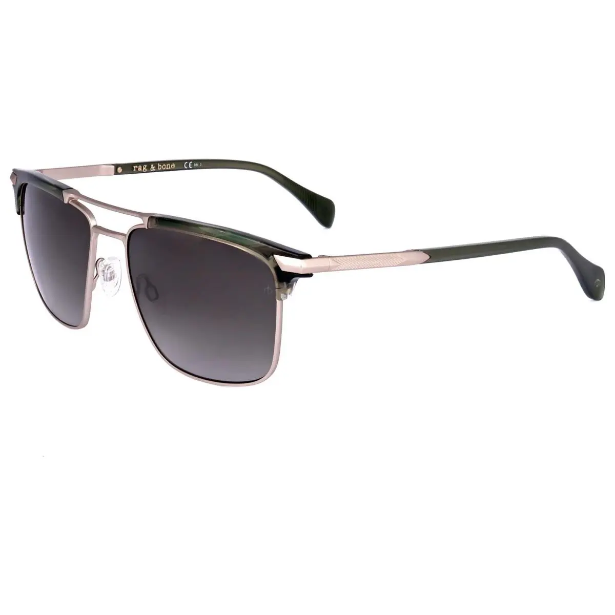 Rag Bone Men`s 55 mm Khaki Horn Sunglasses RNB5032-G-S-517-55