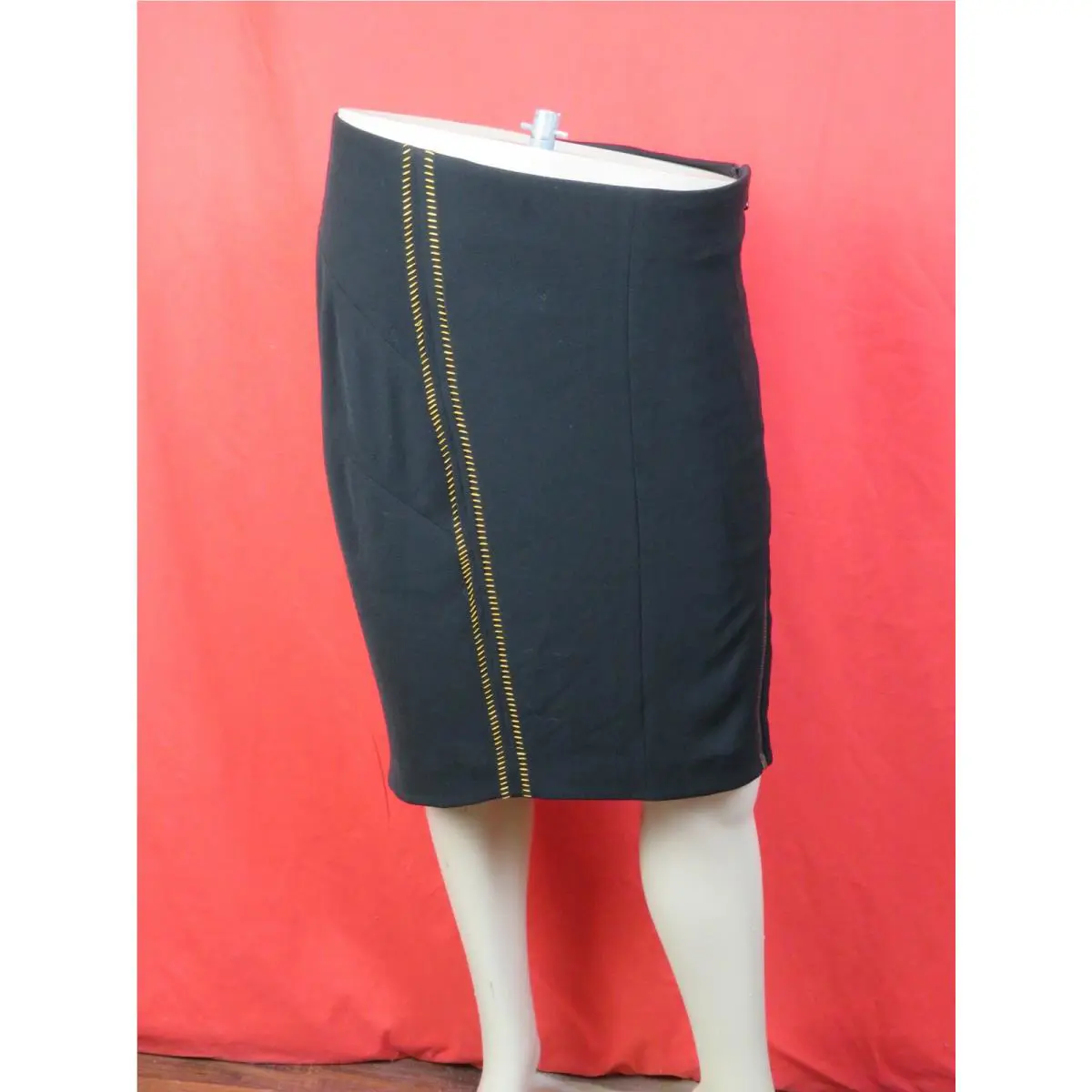 Rag Bone Black Lined Stitched Zip Skirt Size 0 W225B087V