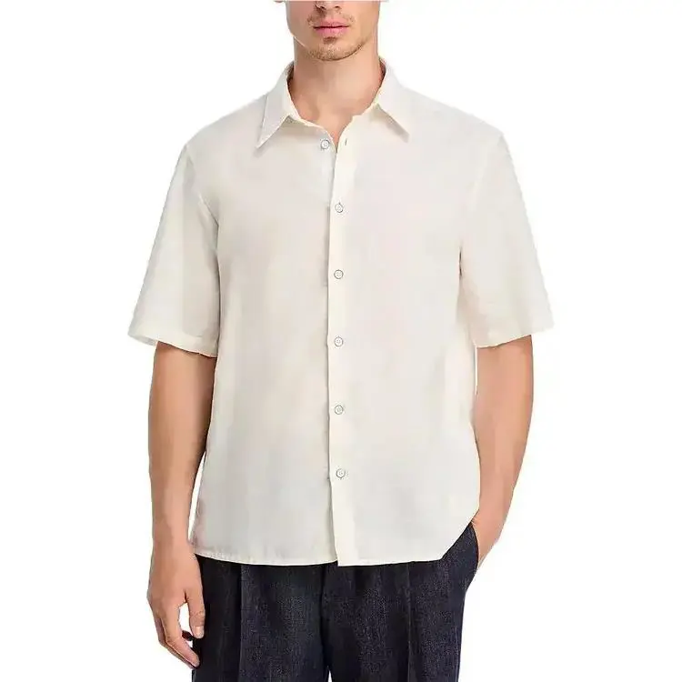 Rag Bone Men`s Dalton Linen SS Button Up Shirt In Chalk Size: Small