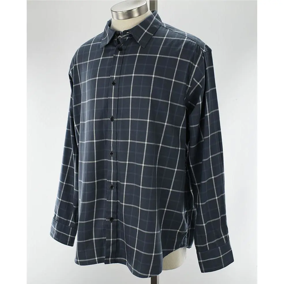 Rag Bone Shark Blue Plaid Matthew Long Sleeve Cotton Flannel Shirt Medium