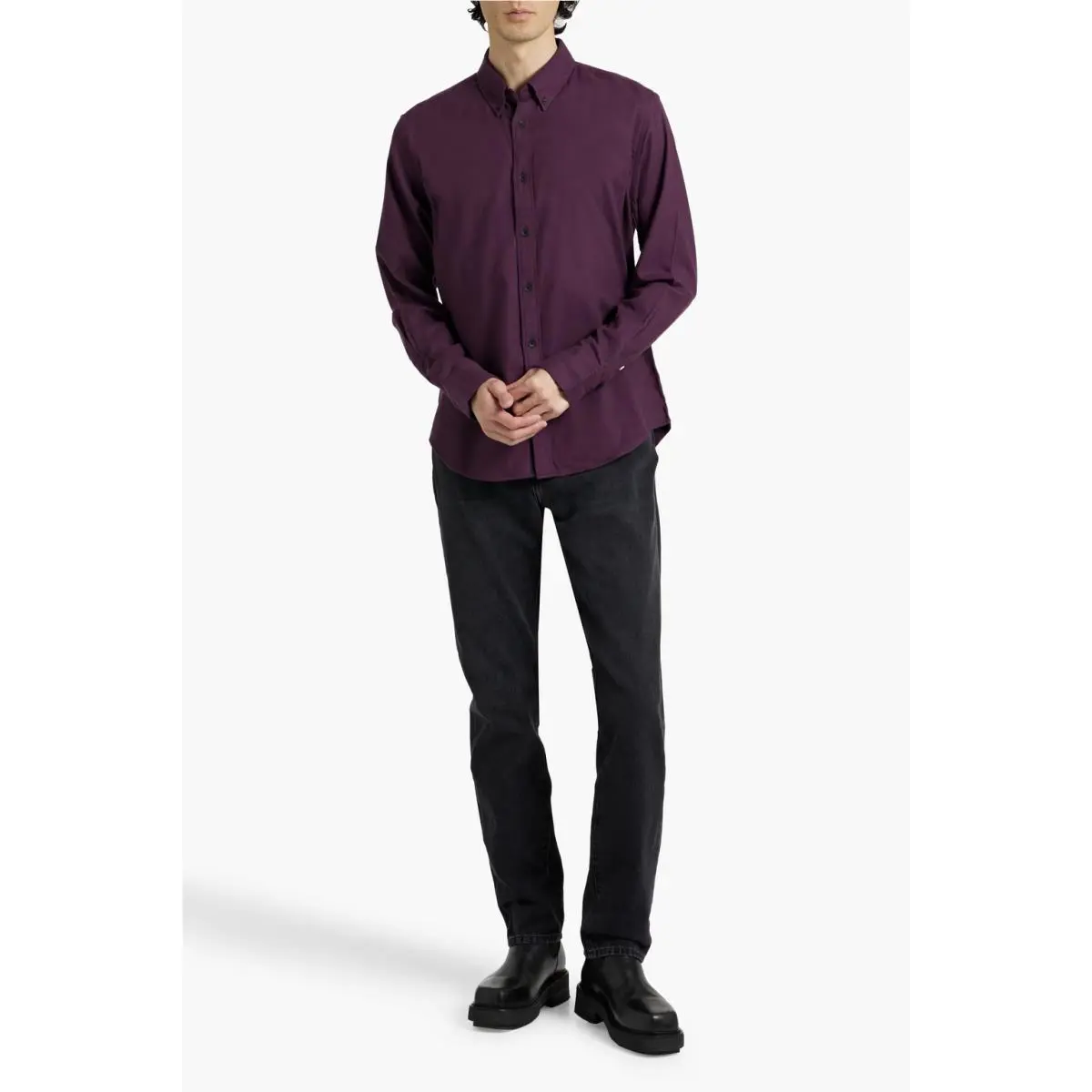 Rag Bone Fit 2 Tomlin Twill Long Sleeve Shirt In Deep Plum Size: Xxl