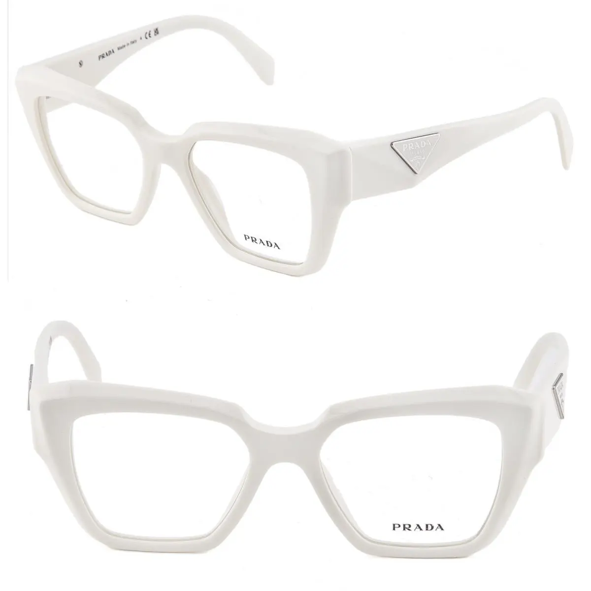Prada Symbole PR09ZV White Triangle Logo Eyeglass Optical 09ZV 49 mm 09Z