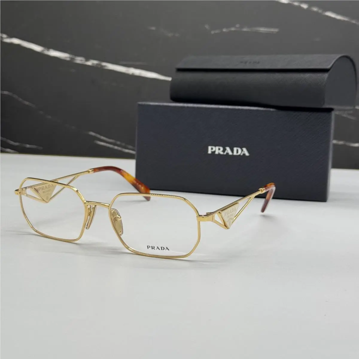 Prada PRA53V 5AK1O1 Eyeglasses PR A53V 5AK1O1 Gold Unisex Eyewear Vpr A53 5A