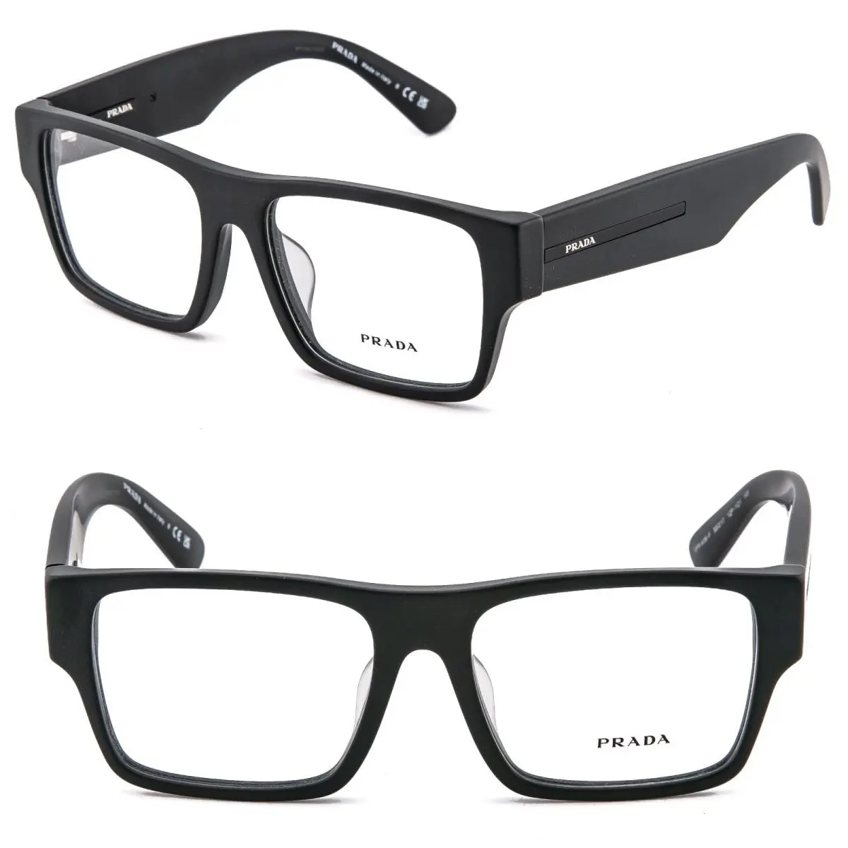 Prada Symbole PRA08V Matte Black Logo Bold Unisex Eyeglass Optical A08V 55mm A08